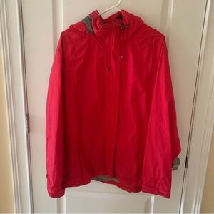 Ll Bean Red Hooded Rain Jacket
